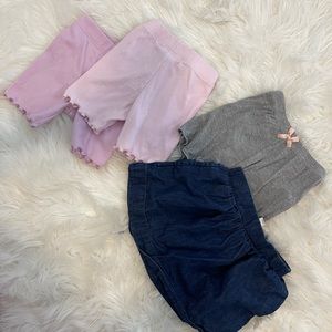 4T Shorts set of 4, Cat & Jack bicycle shorts, denim skort, knit grey